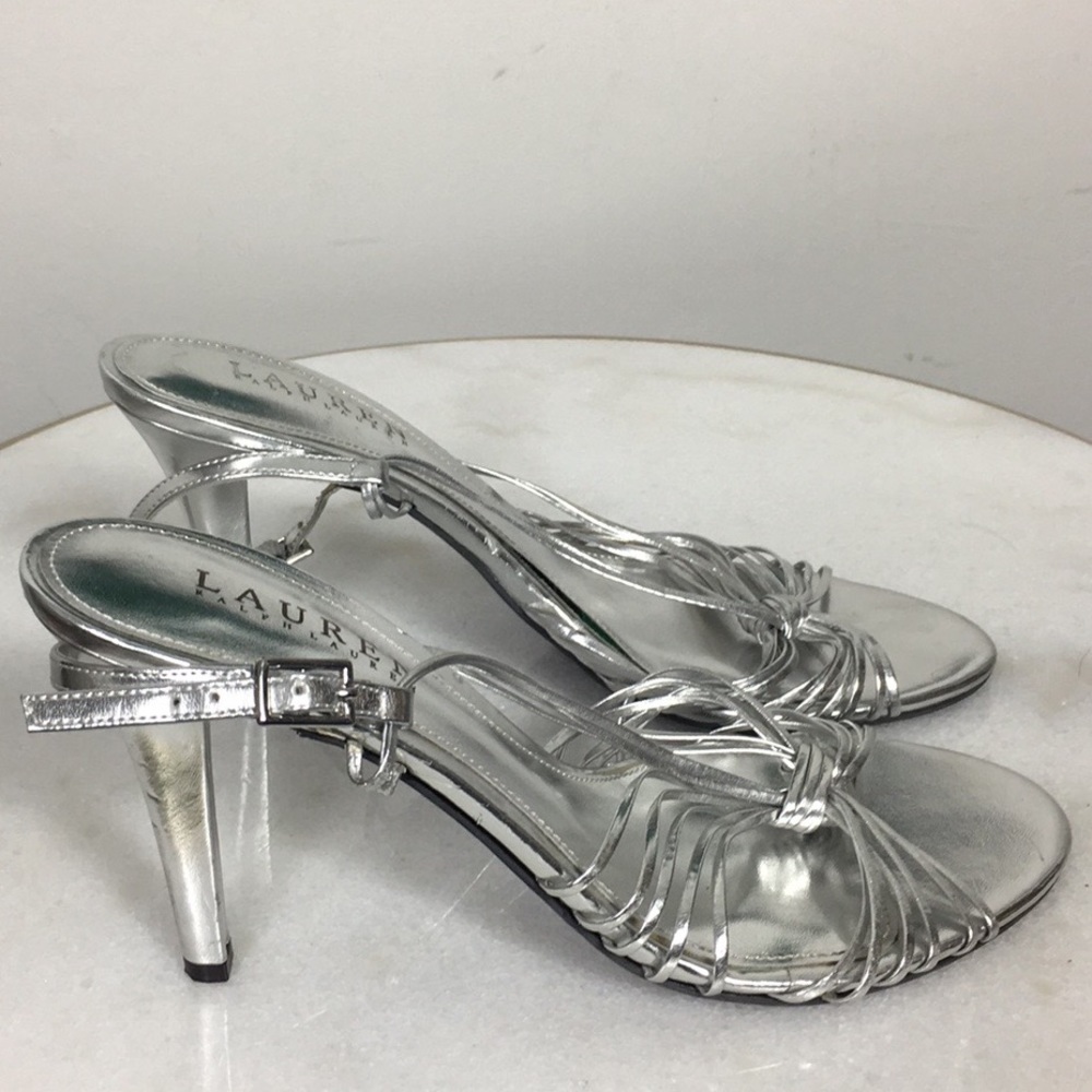 Lauren Ralph Lauren Strap Metallic Silver Heel 7.5